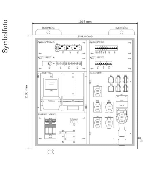 ERA - Baustromvert. AEV-Schrank 80A/NH00 + ÜA