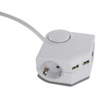 REV - Steckdosenleiste Eckmontage 2f 2xUSB+Schalter 1,5m weiß