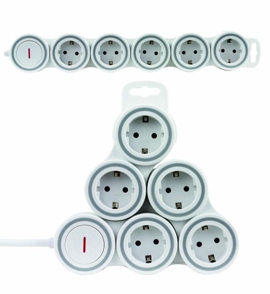 REV - Steckd.L.Supraflex flexibel 5-fach mit Schalter weiß