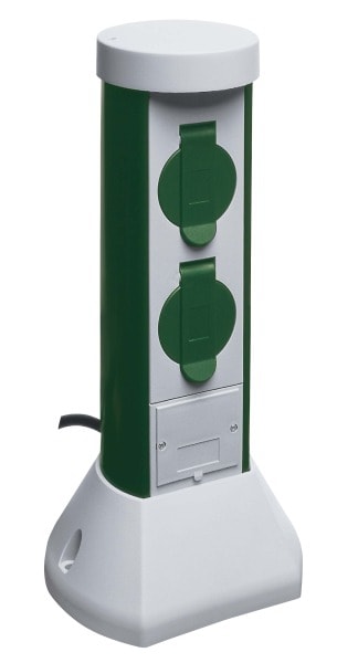 REV - GreenCraft 2-fach Steckdose 2m Zuleitung grau-grün