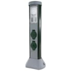 REV - GreenCraft 2-fach Steckdose 10m, Uhr grau-grün
