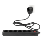 REV - Steckdosenleiste Powersplit 6-fach 2m m.Sch.schwarz