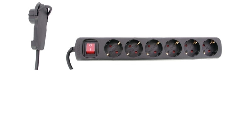 REV - Steckdosenleiste Smart 6-fach m.Schalter 2m schwarz