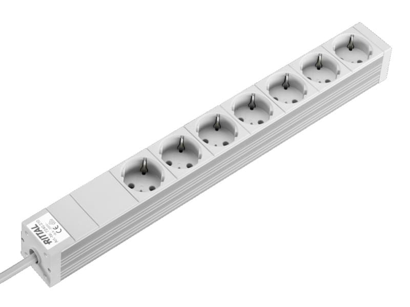 RITTAL - 19 Zoll Steckdosenleiste 1HE  7-fach ALU RAL7035
