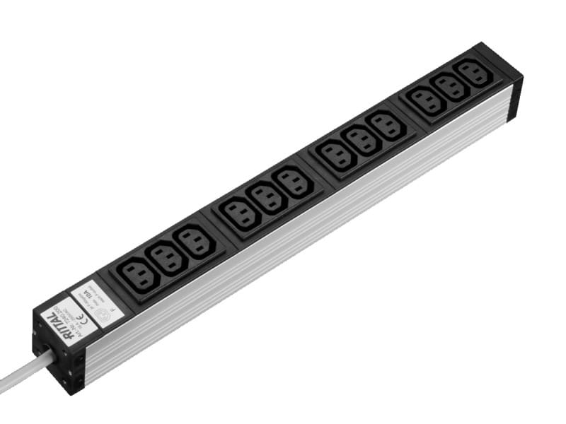 RITTAL - Steckdosenleiste 12 Dosen Kaltgerätedosen Anschlussleitung 482,6 mm (19 Zoll)