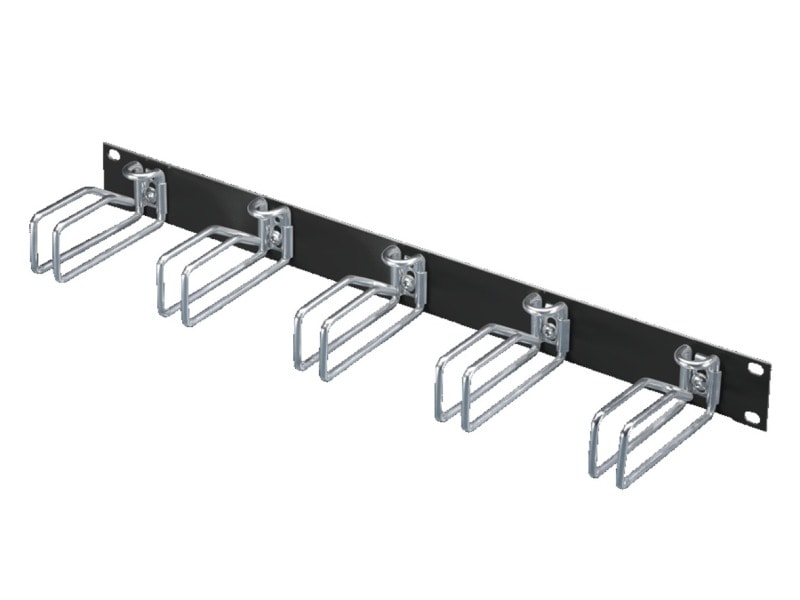 RITTAL - Rangierpanel, RAL 9005, 1HE mit 5 Kabelführungsbügeln (Stahl)