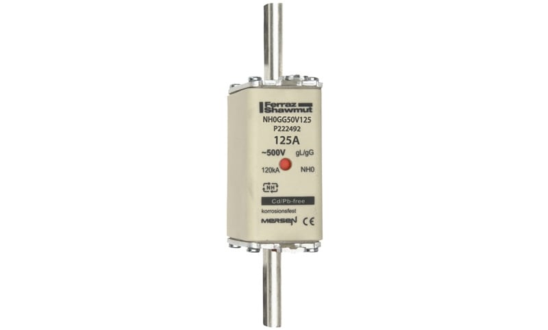 MERSEN - NH-Sicherung gG Gr.0 500VAC/250VDC 125A mit spannungsführenden Grifflaschen DKM