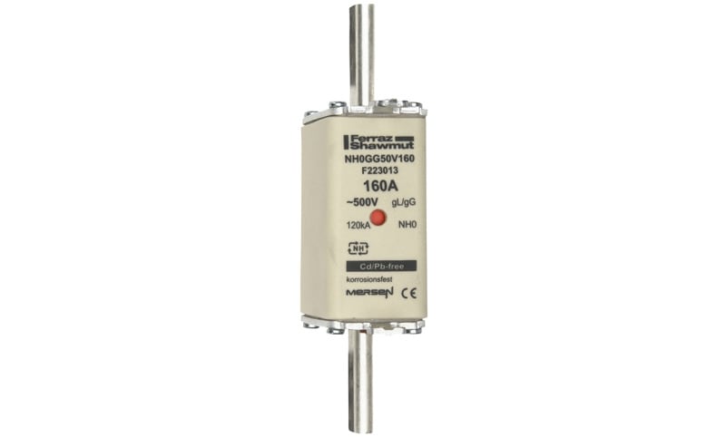 MERSEN - NH-Sicherung gG Gr.0 500VAC/250VDC 160A mit spannungsführenden Grifflaschen DKM