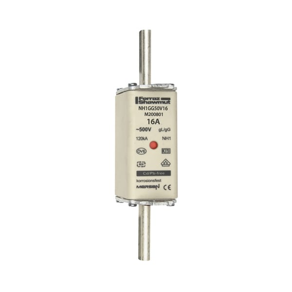 MERSEN - NH-Sicherung gG Gr.1 500VAC/250VDC 16A mit spannungsführenden Grifflaschen DKM