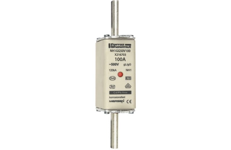 MERSEN - NH-Sicherung gG Gr.1 500VAC/250VDC 100A mit spannungsführenden Grifflaschen DKM