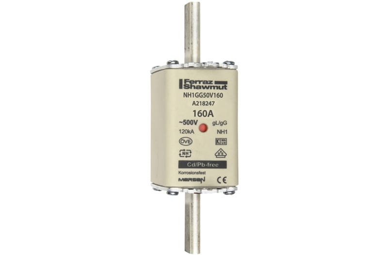 MERSEN - NH-Sicherung gG Gr.1 500VAC/250VDC 160A mit spannungsführenden Grifflaschen DKM