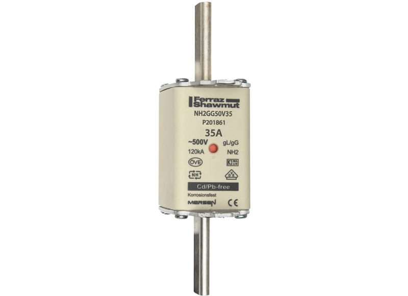 MERSEN - NH-Sicherung gG Gr.2 500VAC/250VDC 35A mit spannungsführenden Grifflaschen DKM