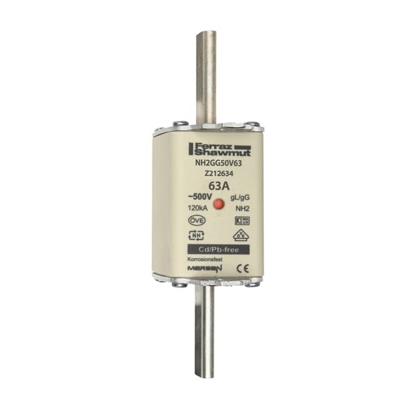 MERSEN - NH-Sicherung gG Gr.2 500VAC/250VDC 63A mit spannungsführenden Grifflaschen DKM