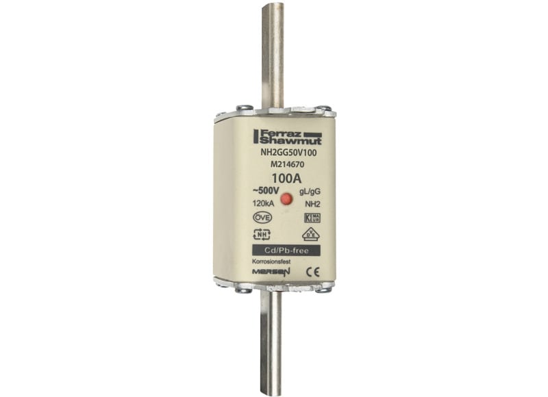 MERSEN - NH-Sicherung gG Gr.2 500VAC/250VDC 100A mit spannungsführenden Grifflaschen DKM