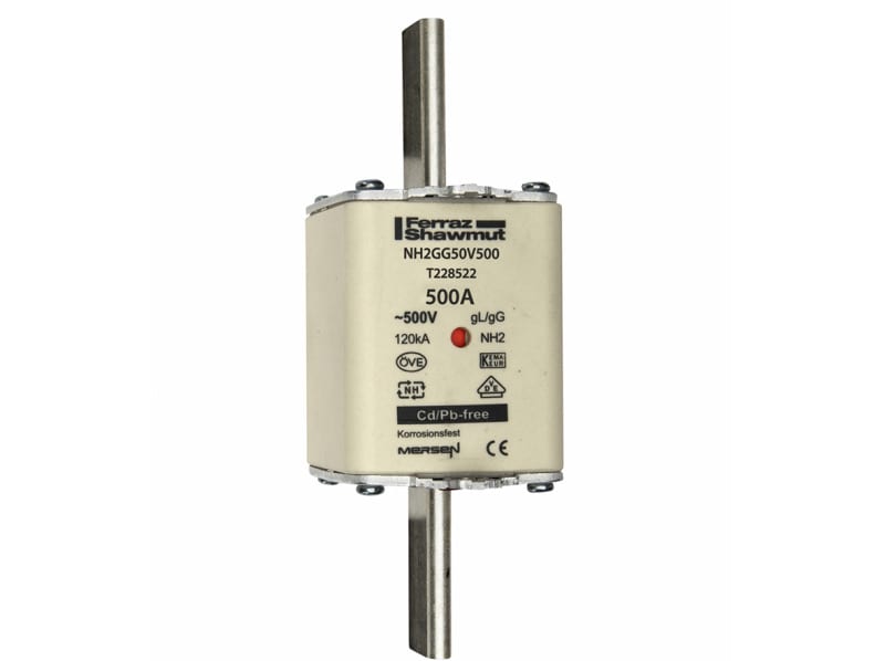 MERSEN - NH-Sicherung gG Gr.2 500VAC/250VDC 500A mit spannungsführenden Grifflaschen DKM