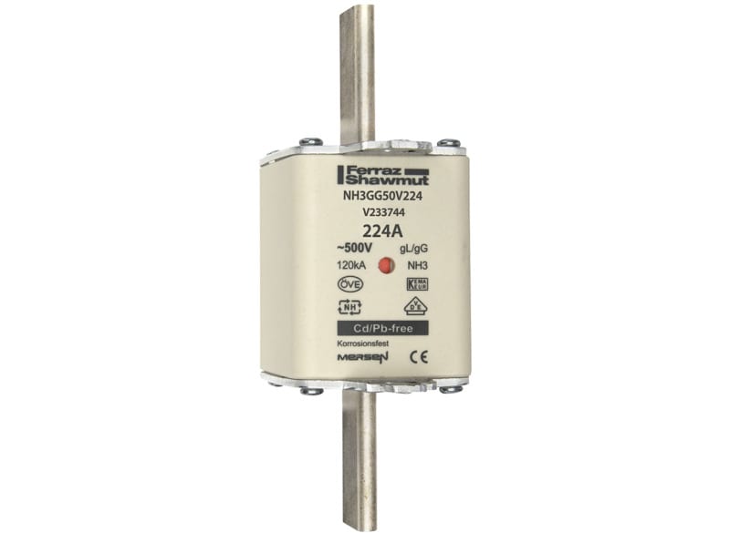 MERSEN - NH-Sicherung gG Gr.3 500VAC/250VDC 224A mit spannungsführenden Grifflaschen DKM