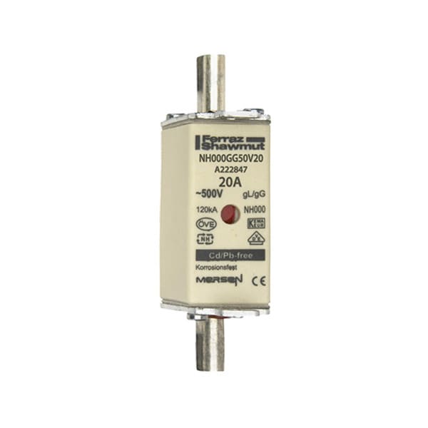 MERSEN - NH-Sicherung gG Gr.000 500VAC/250VDC 20A mit spannungsführenden Grifflaschen DKM