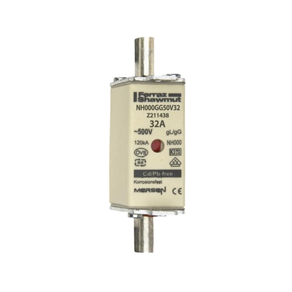 MERSEN - NH-Sicherung gG Gr.000 500VAC/250VDC 32A mit spannungsführenden Grifflaschen DKM