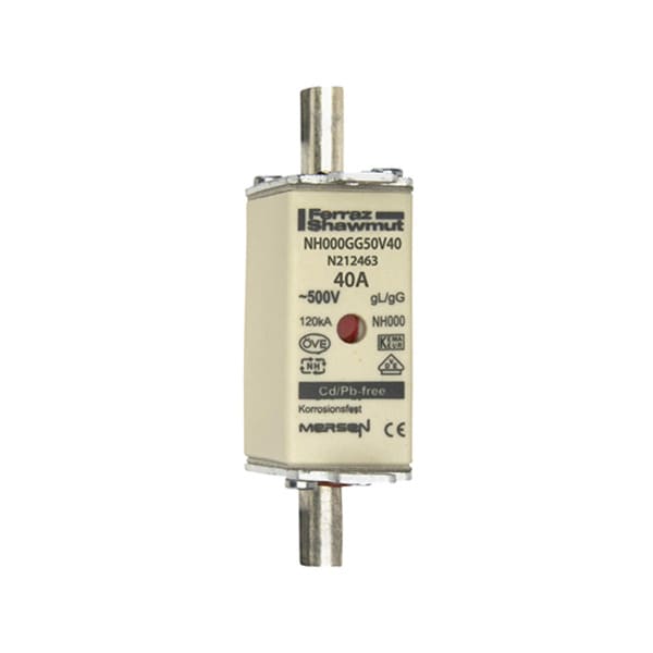 MERSEN - NH-Sicherung gG Gr.000 500VAC/250VDC 40A mit spannungsführenden Grifflaschen DKM