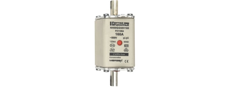 MERSEN - NH-Sicherung gG Gr.00 500VAC/250VDC 160A mit spannungsführenden Grifflaschen DKM