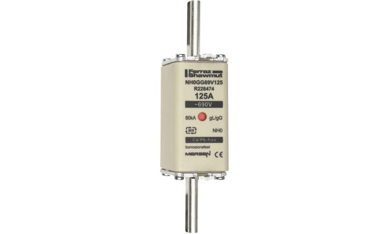 MERSEN - NH-Sicherung gG Gr.0 690VAC/400VDC 125A mit spannungsführenden Grifflaschen DKM