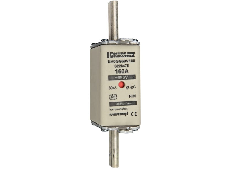 MERSEN - NH-Sicherung gG Gr.0 690VAC/400VDC 160A mit spannungsführenden Grifflaschen DKM