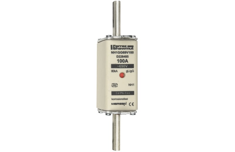 MERSEN - NH-Sicherung gG Gr.1 690VAC/400VDC 100A mit spannungsführenden Grifflaschen DKM