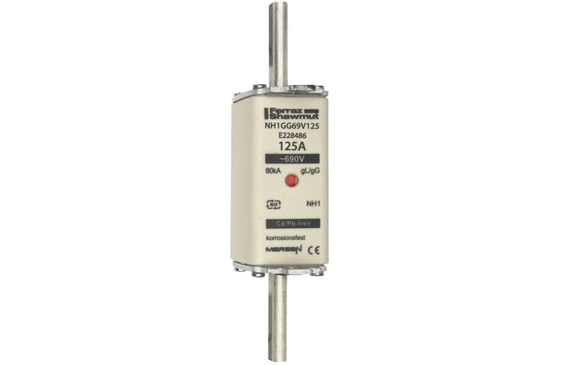 MERSEN - NH-Sicherung gG Gr.1 690VAC/400VDC 125A mit spannungsführenden Grifflaschen DKM