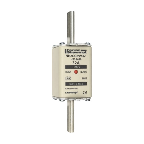 MERSEN - NH-Sicherung gG Gr.2 690VAC/250VDC 32A mit spannungsführenden Grifflaschen DKM