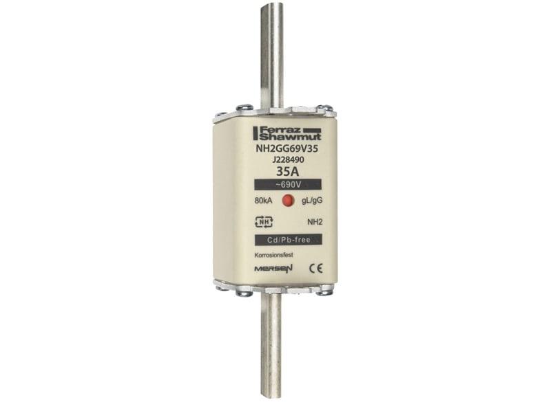 MERSEN - NH-Sicherung gG Gr.2 690VAC/250VDC 35A mit spannungsführenden Grifflaschen DKM