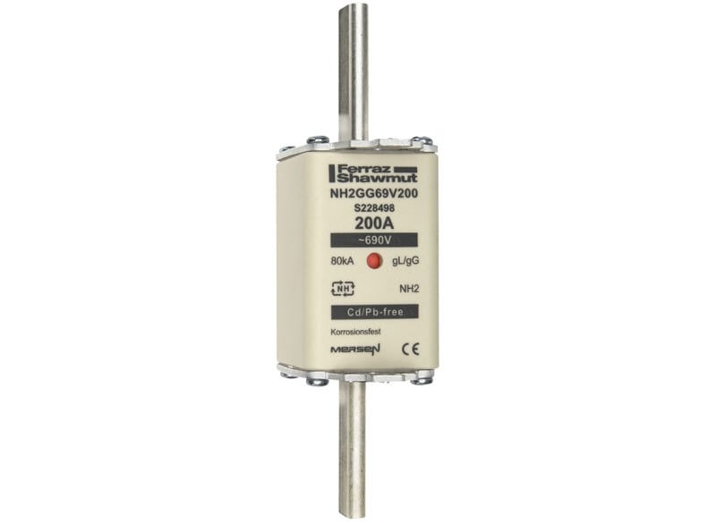 MERSEN - NH-Sicherung gG Gr.2 690VAC/250VDC 200A mit spannungsführenden Grifflaschen DKM