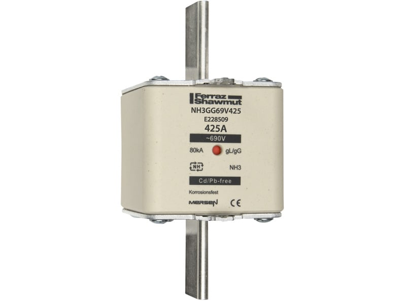 MERSEN - NH-Sicherung gG Gr.3 690VAC/250VDC 425A mit spannungsführenden Grifflaschen DKM