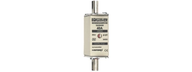 MERSEN - NH-Sicherung gG Gr.000 690VAC/250VDC 40A mit spannungsführenden Grifflaschen DKM