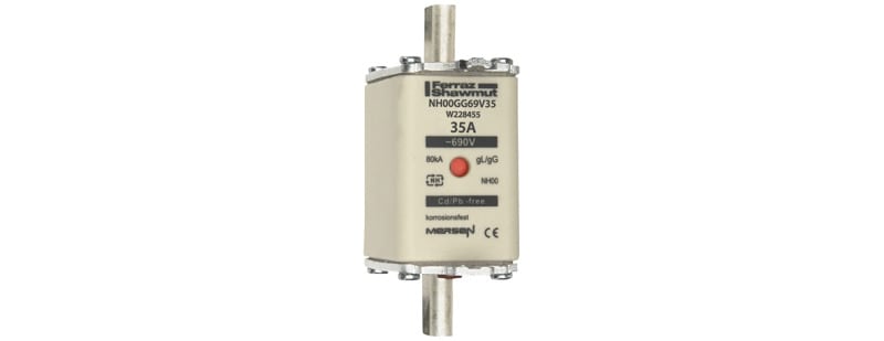 MERSEN - NH-Sicherung gG Gr.00 690VAC/250VDC 35A mit spannungsführenden Grifflaschen DKM