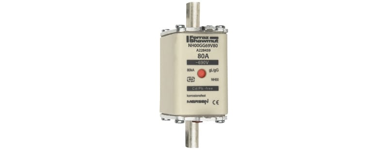 MERSEN - NH-Sicherung gG Gr.00 690VAC/250VDC 80A mit spannungsführenden Grifflaschen DKM