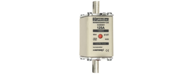 MERSEN - NH-Sicherung gG Gr.00 690VAC/250VDC 125A mit spannungsführenden Grifflaschen DKM
