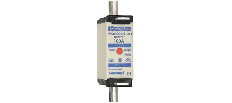 MERSEN - NH-Sicherung gG Gr.000 400VAC 100A mit spannungsfreien Grifflaschen DKM