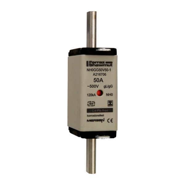 MERSEN - NH-Sicherung gG Gr.0 500VAC/250VDC 50A mit spannungsfreien Grifflaschen DKM