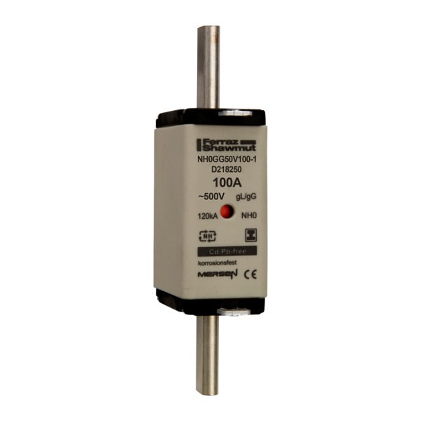 MERSEN - NH-Sicherung gG Gr.0 500VAC/250VDC 100A mit spannungsfreien Grifflaschen DKM