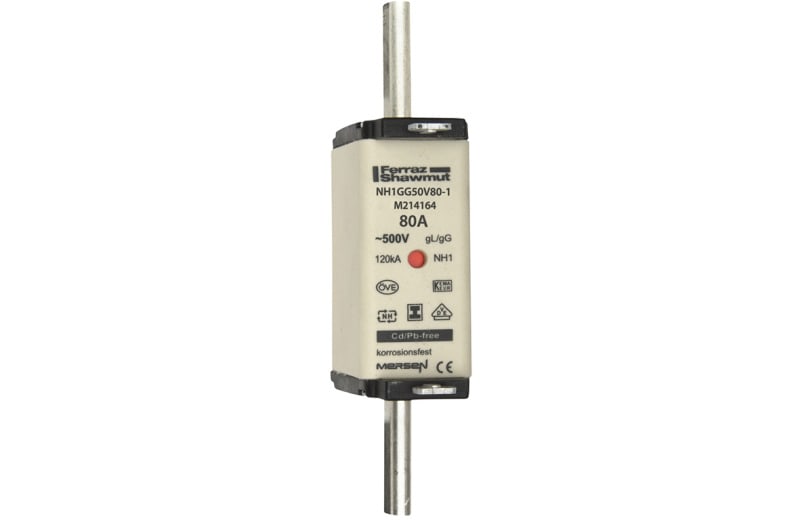 MERSEN - NH-Sicherung gG Gr.1 500VAC/250VDC 80A mit spannungsfreien Grifflaschen DKM