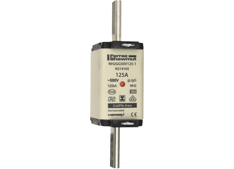 MERSEN - NH-Sicherung gG Gr.2 500VAC/250VDC 125A mit spannungsfreien Grifflaschen DKM