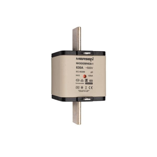 MERSEN - NH-Sicherung gG Gr.3 500VAC/250VDC 630A mit spannungsfreien Grifflaschen DKM
