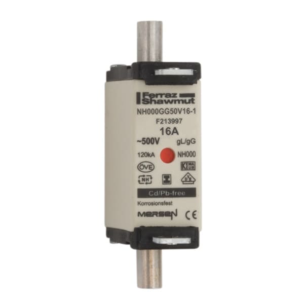 MERSEN - NH-Sicherung gG Gr.000 500VAC/250VDC 16A mit spannungsfreien Grifflaschen DKM