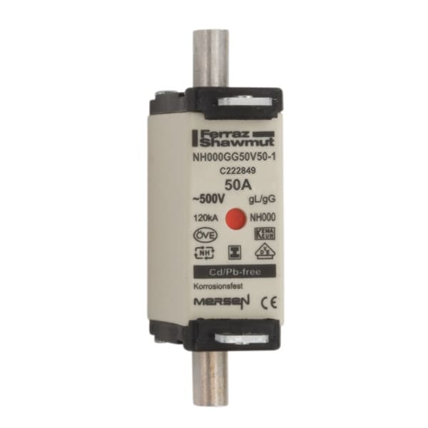 MERSEN - NH-Sicherung gG Gr.000 500VAC/250VDC 50A mit spannungsfreien Grifflaschen DKM