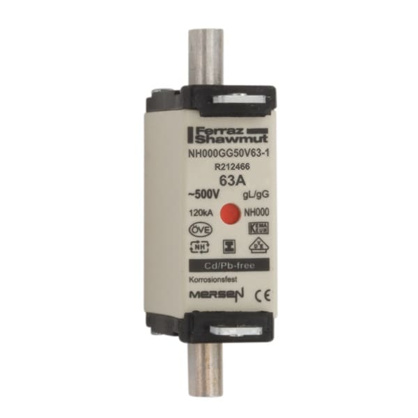 MERSEN - NH-Sicherung gG Gr.000 500VAC/250VDC 63A mit spannungsfreien Grifflaschen DKM