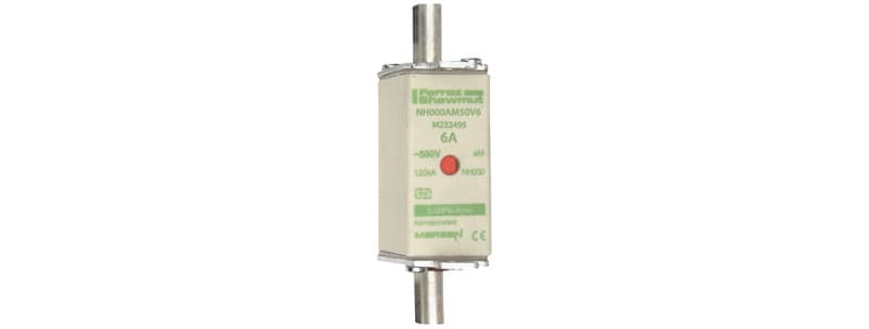MERSEN - NH-Sicherung aM Gr.000 500VAC 6A mit spannungsführenden Grifflaschen DKM