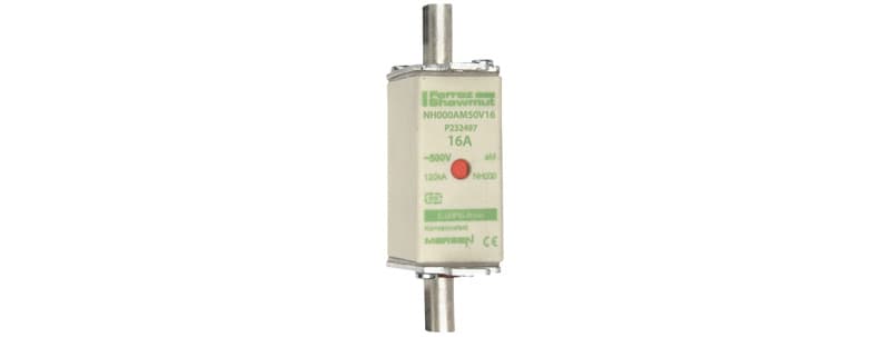 MERSEN - NH-Sicherung aM Gr.000 500VAC 16A mit spannungsführenden Grifflaschen DKM