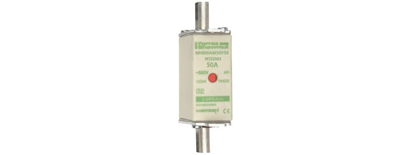 MERSEN - NH-Sicherung aM Gr.000 500VAC 50A mit spannungsführenden Grifflaschen DKM