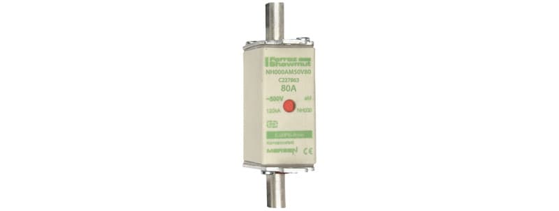 MERSEN - NH-Sicherung aM Gr.000 500VAC 80A mit spannungsführenden Grifflaschen DKM