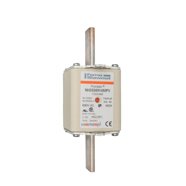 MERSEN - NH-Sicherung gS Gr.2 690VAC 350A mit spannungsführenden Grifflaschen DKM